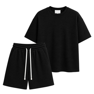 Compleu Negru Premium cu Textură Striată