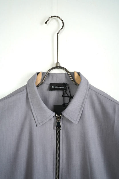 Bluză bărbați cu fermoar și guler fără glugă – gri deschis