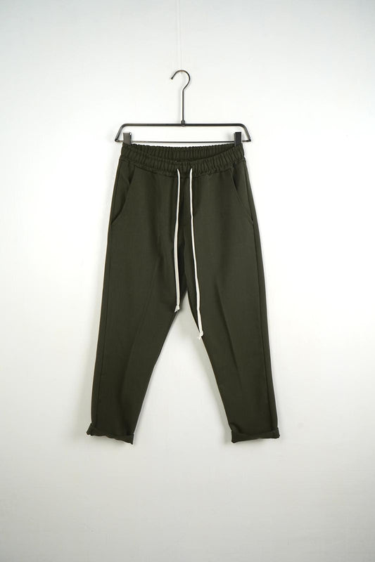 Pantaloni barbati casual kaki cu snur