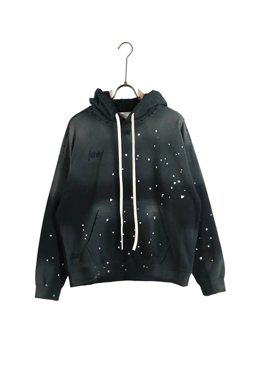 Hanorac streetwear bărbați cu imprimeu tip stropi de vopsea, vedere frontală.