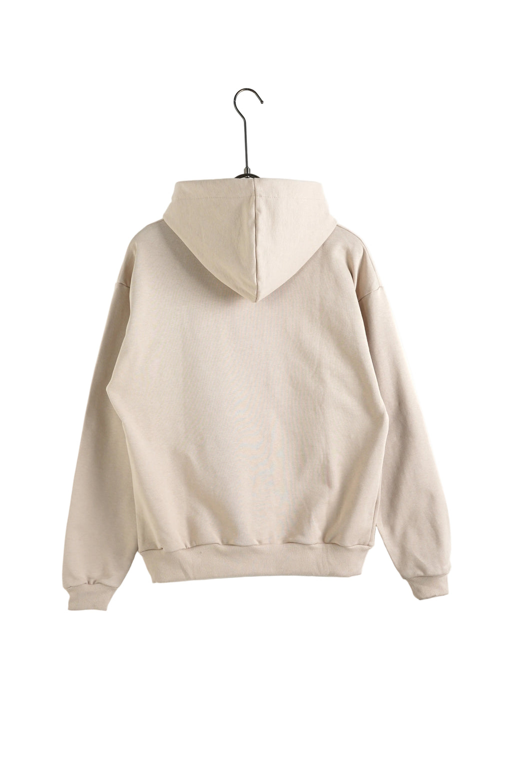 Hanorac premium crem bărbați și femei, design minimalist cu șnur lung la glugă, stil urban streetwear.