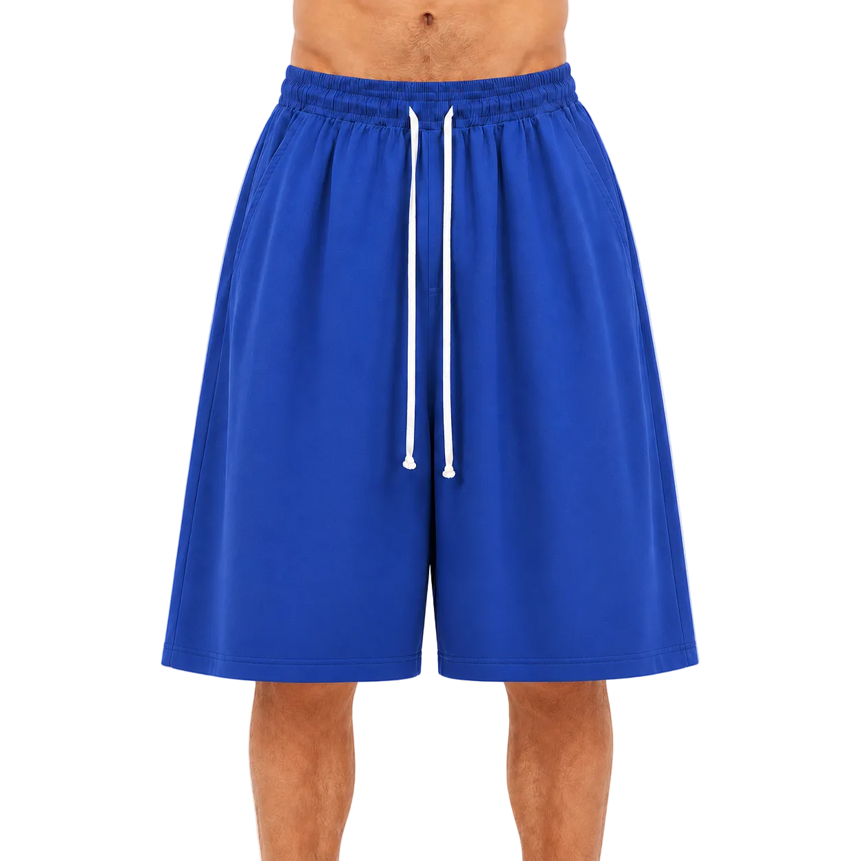 Pantaloni albaștri oversized pentru bărbați, croială balloon fit și șnur lung – Atelier AXD