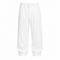 Pantaloni de trening bărbați albi baggy fit din bumbac - vedere frontală ghost pe fundal alb