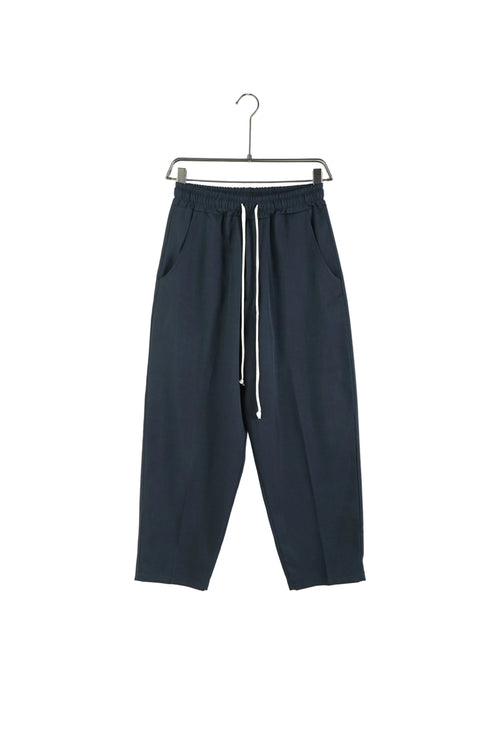 Pantaloni bărbați bleumarin croială largă cu șiret lung în talie, model casual