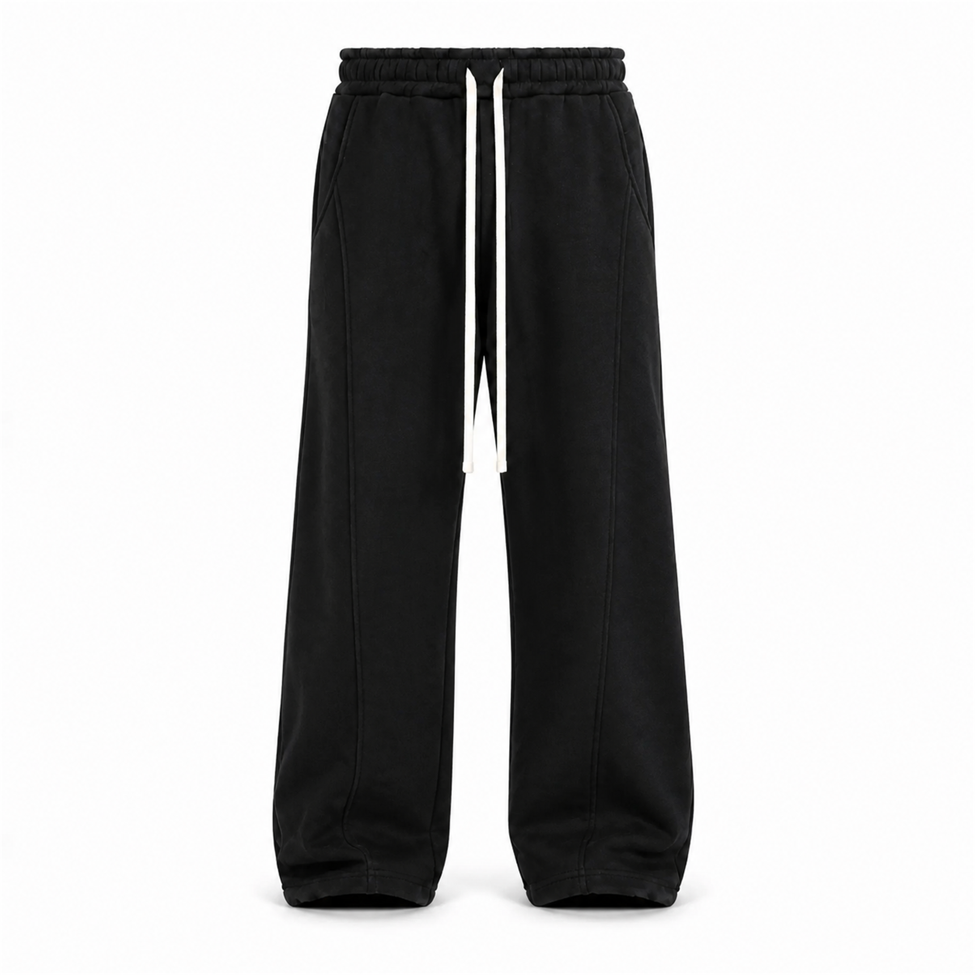 Pantaloni Bărbați Negri Baggy Fit din Bumbac - vedere frontală ghost