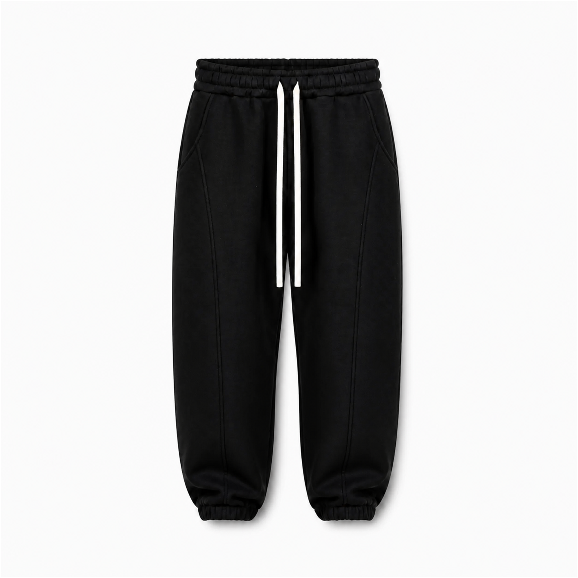 Pantaloni de Trening Bărbați Negri Balloon Fit din Bumbac - vedere frontală ghost