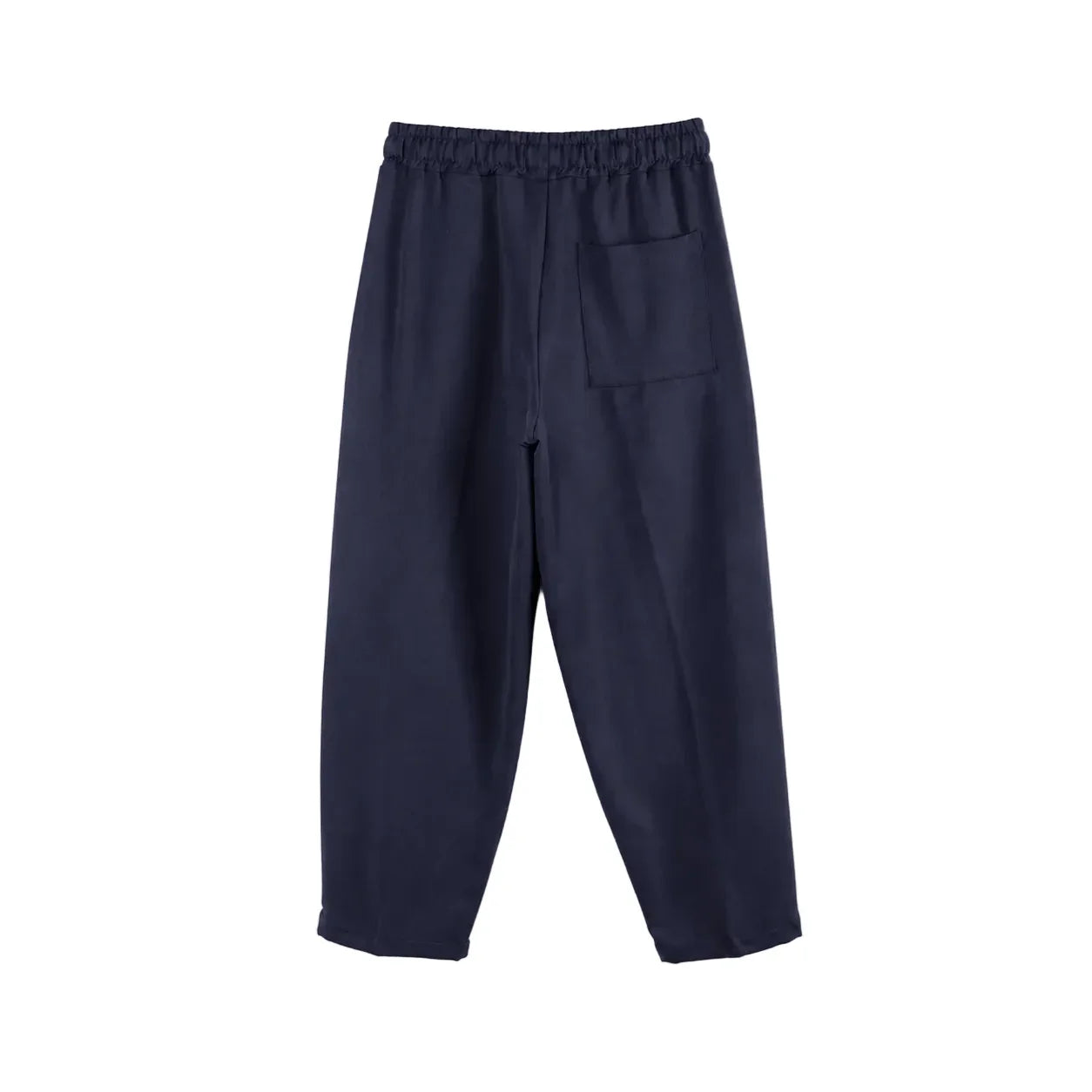 Pantaloni bleumarin pentru bărbați, vedere din spate cu buzunar aplicat și talie elastică