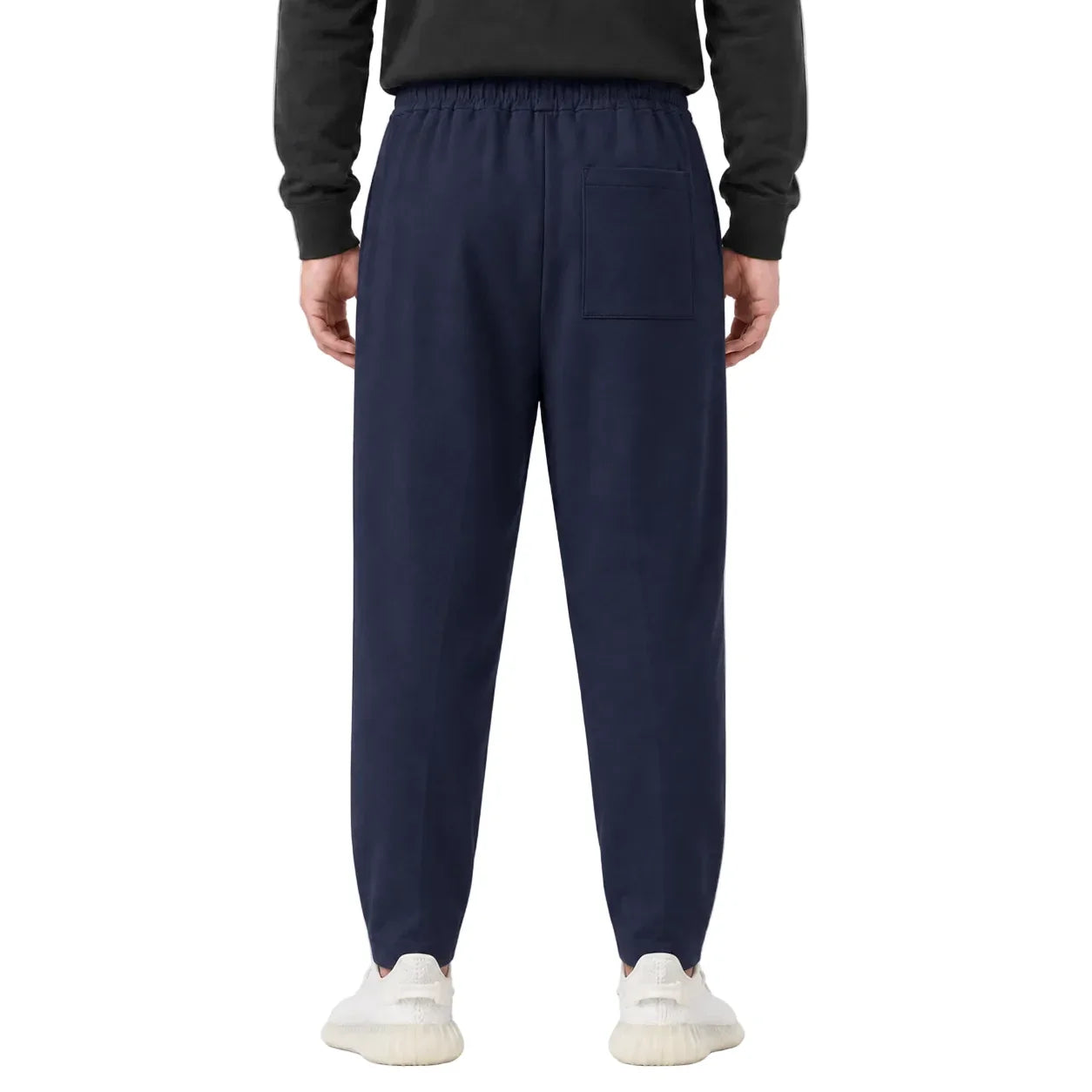 Pantaloni bleumarin pentru bărbați purtați din spate, cu talie elastică și buzunar