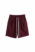 Pantaloni Scurți Bărbați Burgundy din Bumbac cu Șnur Lung
