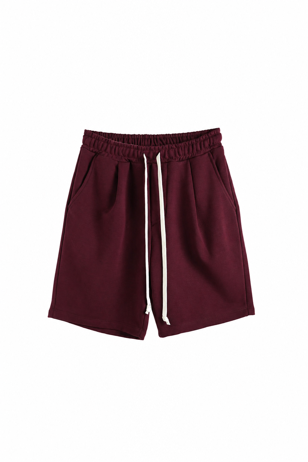 Pantaloni Scurți Bărbați Burgundy din Bumbac cu Șnur Lung