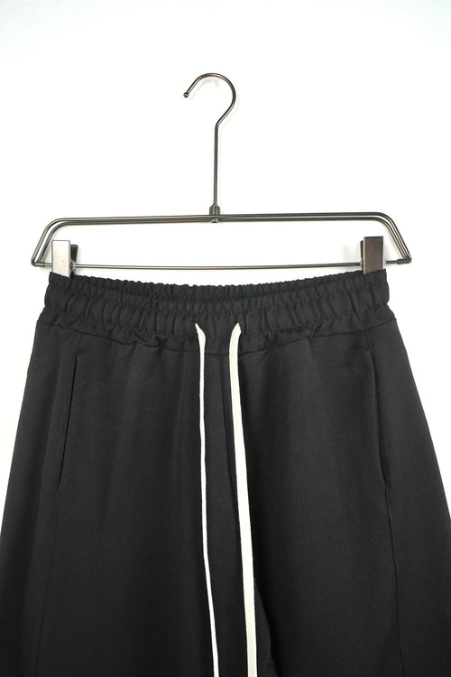 Pantaloni casual negri cu talie elastică și șnur, croială largă și comodă
