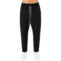 Pantaloni lungi slim negri pentru bărbați, model casual cu șnur, vedere din față