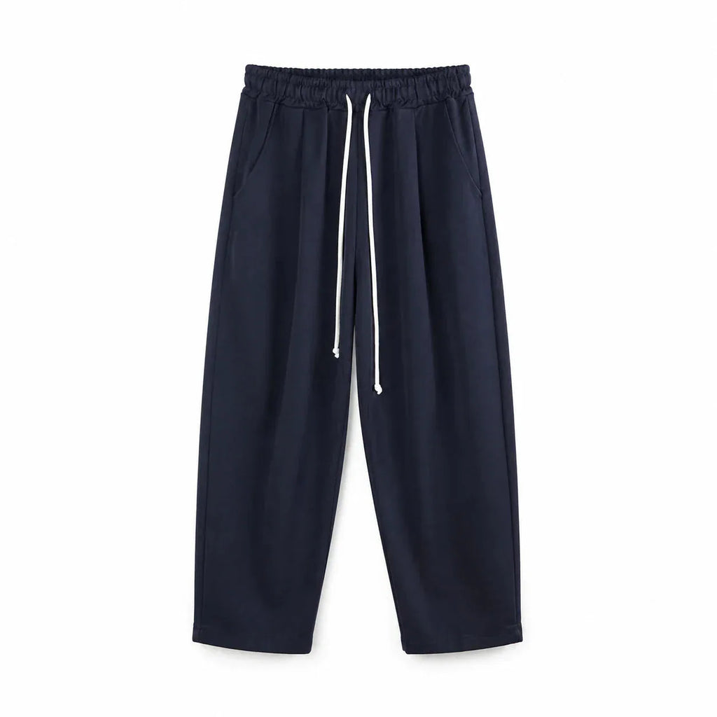 Pantaloni bleumarin cu croială largă pentru bărbați, vedere din spate cu buzunar