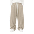 Pantaloni lungi camel pentru bărbați, croială largă, vedere frontală cu șnur lung