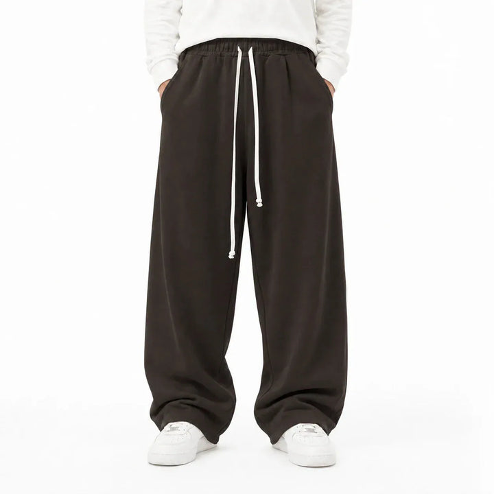 Pantaloni Lungi Largi Bărbați Maro cu Șnur Lung și Buzunar la Spate
