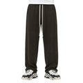 Pantaloni lungi wide leg maro pentru bărbați, purtați din față cu șnur alb