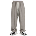 Pantaloni lungi wide leg maro deschis pentru bărbați, purtați din față cu șnur lung
