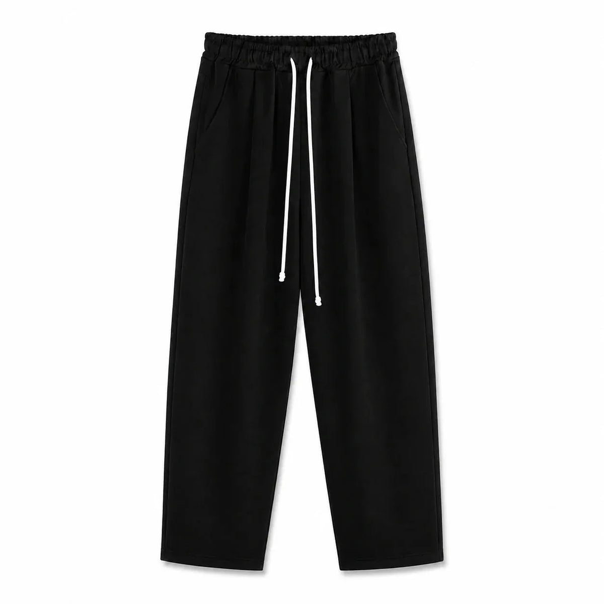 Pantaloni negri cu croială largă pentru bărbați, vedere din spate cu buzunar aplicat