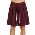 Pantaloni Burgundy Oversized cu Cusătură Frontală și Șnur Lung