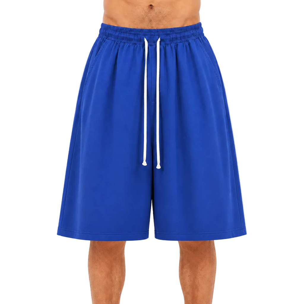 Pantaloni albaștri oversized pentru bărbați, croială balloon fit și șnur lung – Atelier AXD