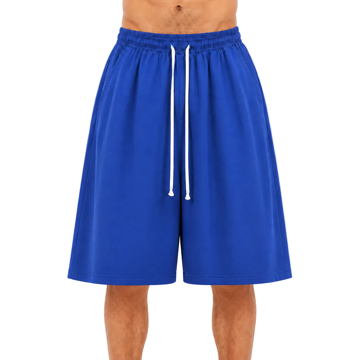 Pantaloni albaștri oversized pentru bărbați, croială balloon fit și șnur lung – Atelier AXD