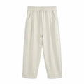 Pantaloni lungi bej pentru bărbați, vedere frontală cu șnur lung și croială carrot fit