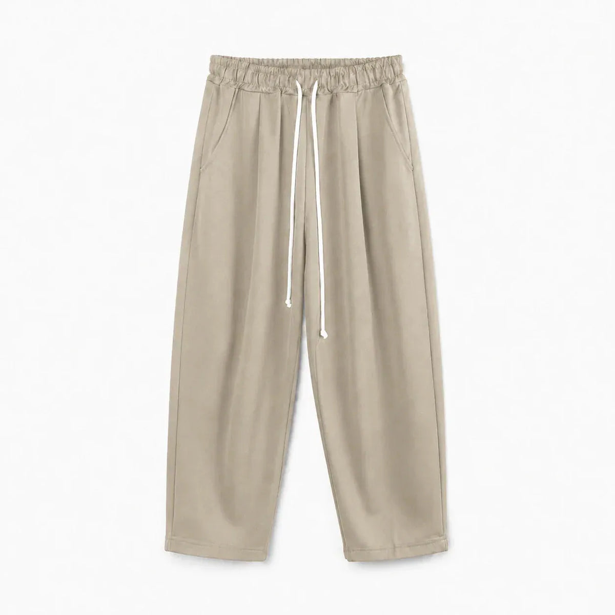 Pantaloni camel cu croială largă pentru bărbați, vedere din spate cu buzunar aplicat