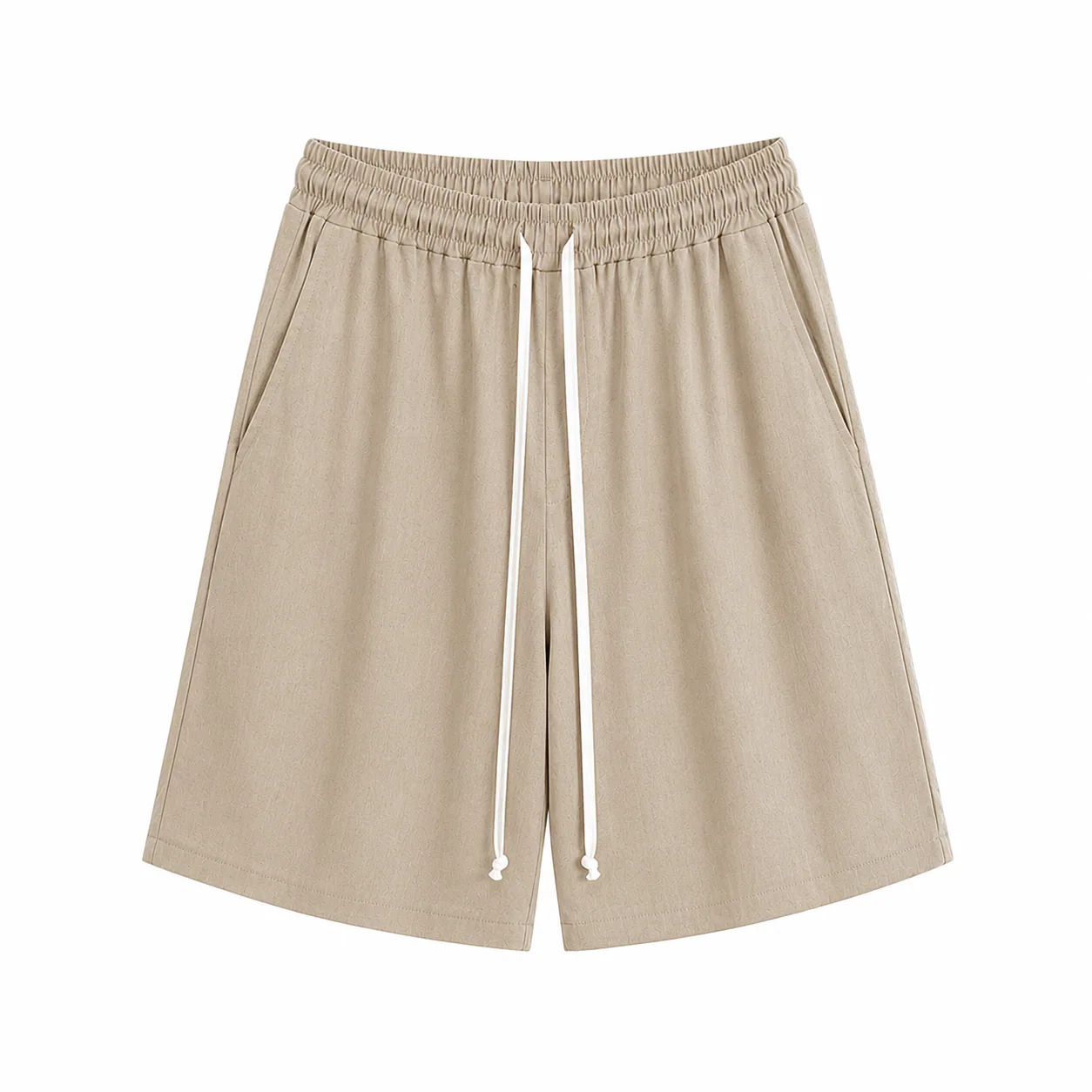 Pantaloni camel cu șnur lung în talie, confecționați din amestec de vâscoză și in, vedere frontală pentru ținute de vară.
