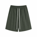 Pantaloni verde militar cu șnur lung în talie, confecționați din amestec de vâscoză și in, vedere frontală pentru ținute de v