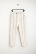 Pantaloni Eleganți Slim Bărbați Crem Piersică Fără Șnur – fotografie produs pe umeraș