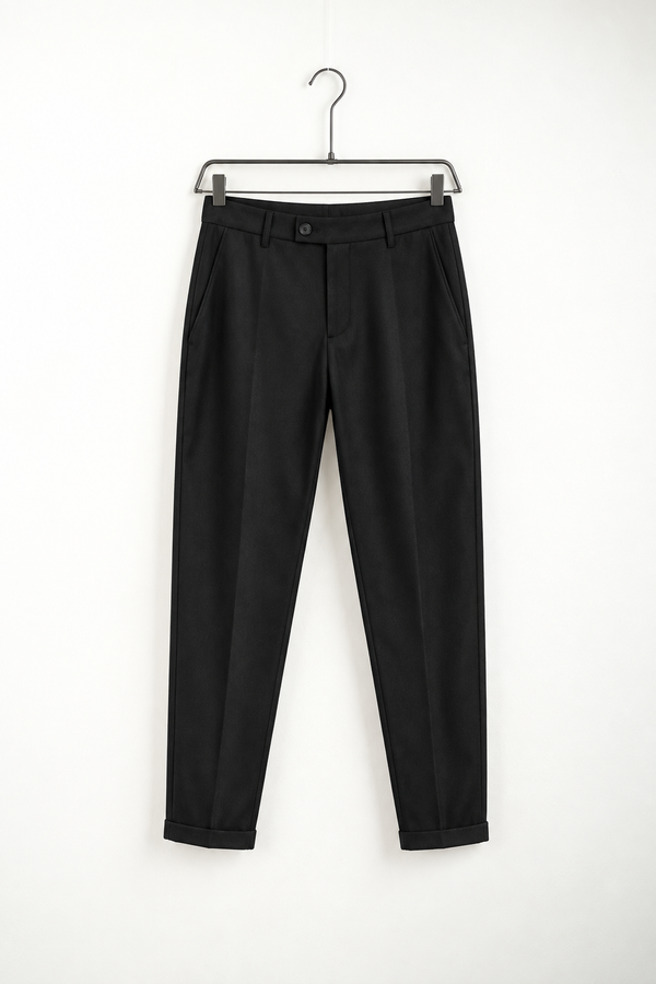 Pantaloni Eleganți Slim Bărbați Negri Fără Șnur