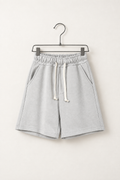Pantaloni scurti Copii gri deschis casual talie ajustabila, material usor – fotografie produs pe umeraș
