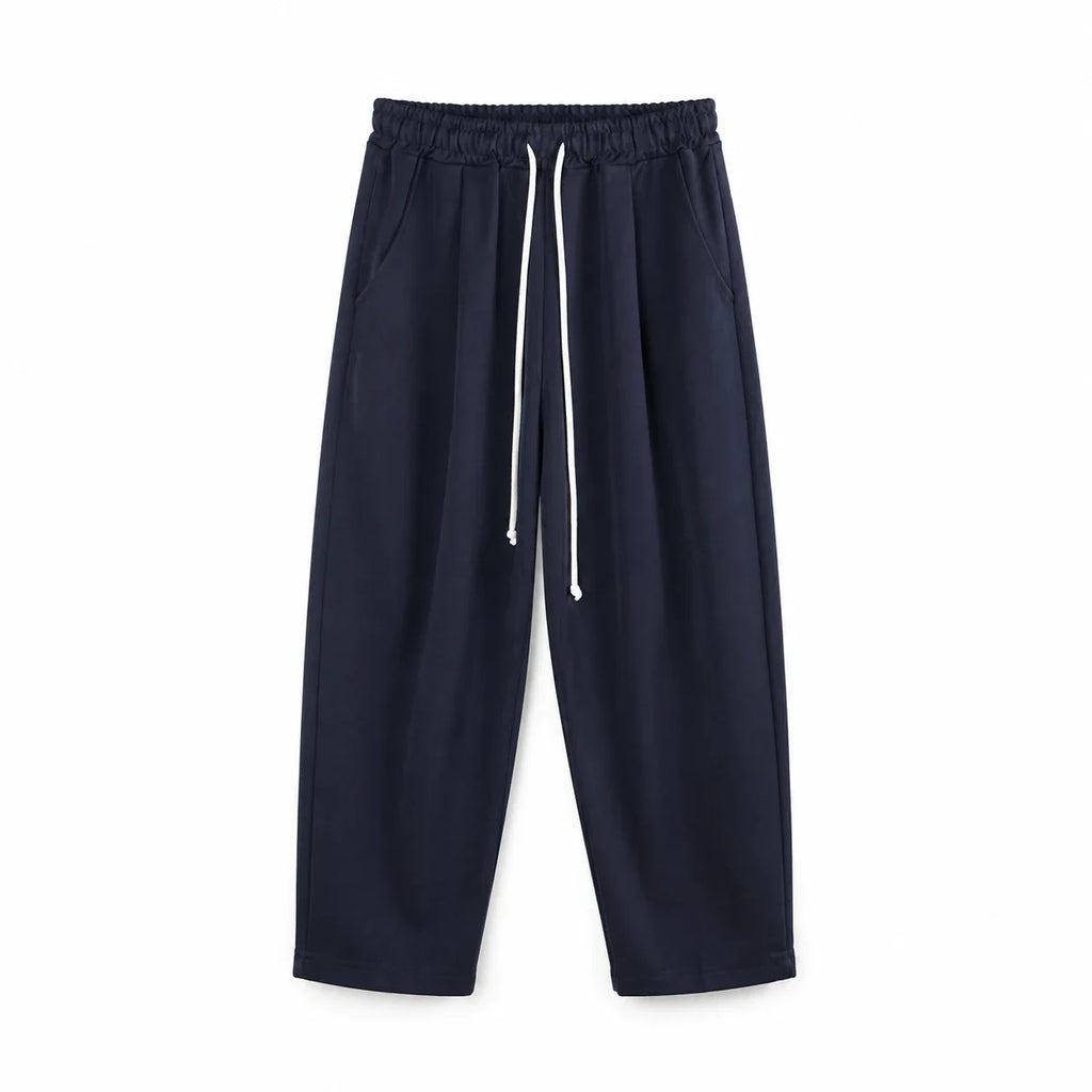 Pantaloni bleumarin cu croială largă pentru bărbați, vedere din spate cu buzunar