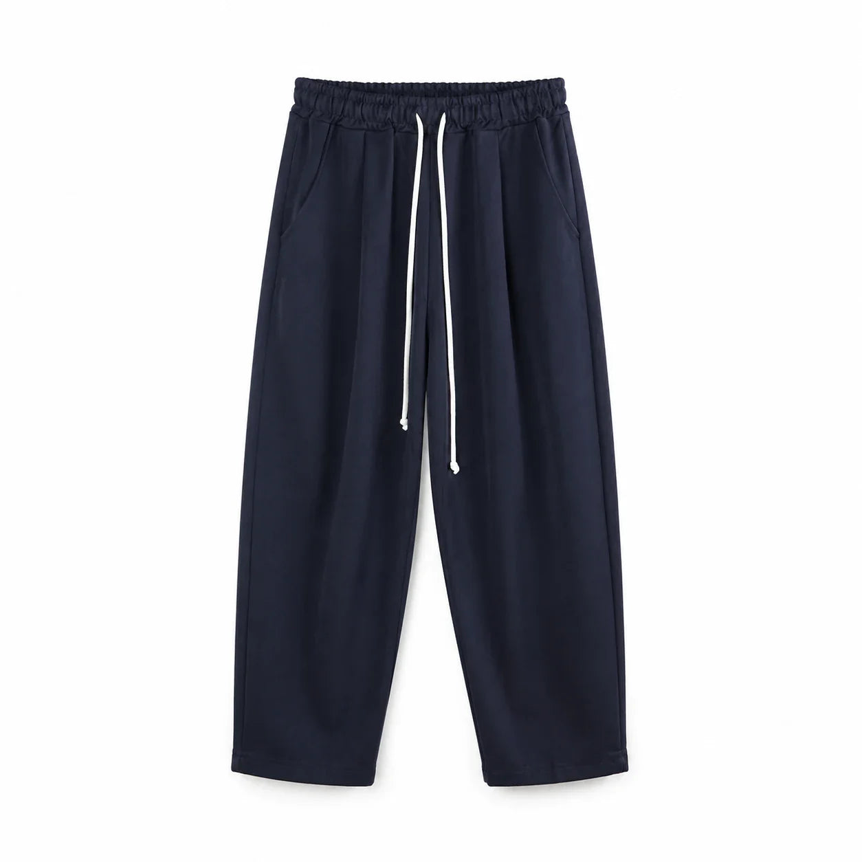 Pantaloni bleumarin cu croială largă pentru bărbați, vedere din spate cu buzunar