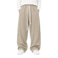 Pantaloni lungi camel pentru bărbați, croială largă, vedere frontală cu șnur lung