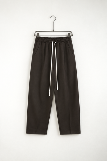 Pantaloni Lungi Ușor Slim Bărbați Maro cu Șnur Lung și Buzunar la Spate