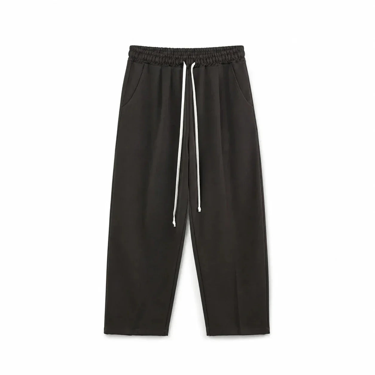 Pantaloni lungi maro pentru bărbați, vedere frontală cu șnur ajustabil și linie lejeră