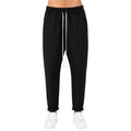 Pantaloni lungi slim negri pentru bărbați, model casual cu șnur, vedere din față