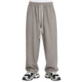 Pantaloni lungi wide leg maro deschis pentru bărbați, purtați din față cu șnur lung