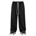 Pantaloni lungi wide leg negri pentru bărbați, purtați din față cu șnur alb