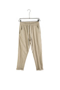 Pantaloni bărbați maro deschis slim-fit cu șnur lung în talie, design casual-chic