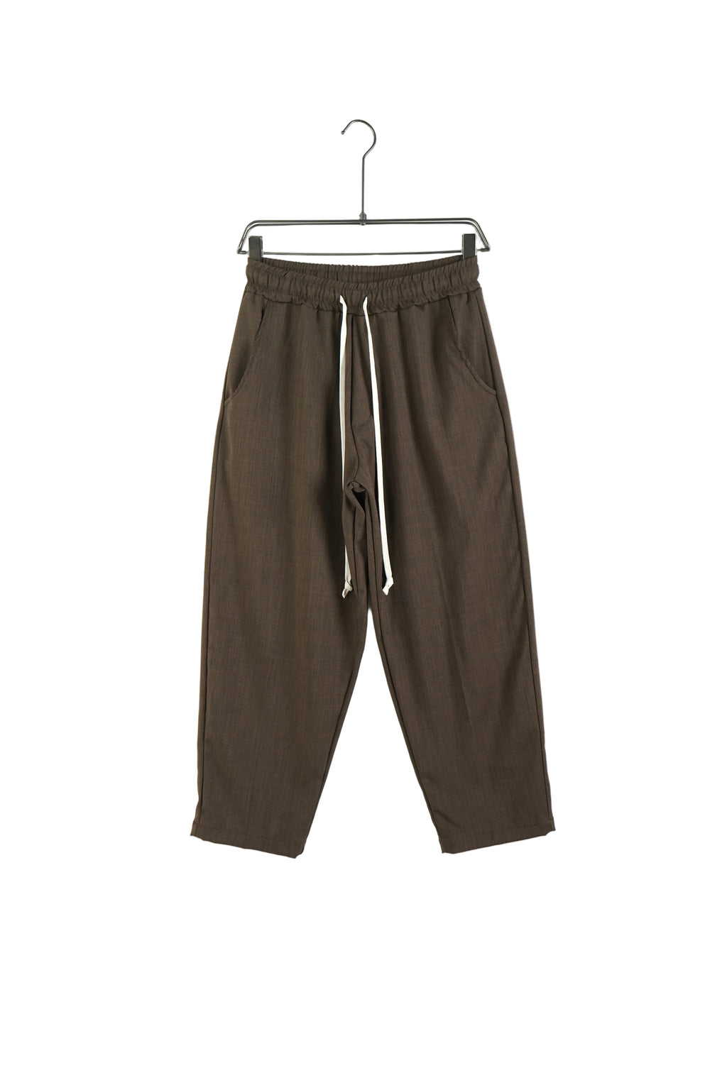 Pantaloni maro cu șiret lung vizibil, croială wide leg (largă) pentru bărbați