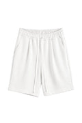 Pantaloni scurți albi pentru bărbați, model casual cu șnur lung în talie, dintr-un material elastic și confortabil