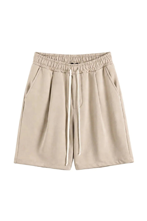 Pantaloni scurți crem cu șiret lung, design casual și confortabil.