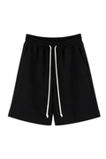 Pantaloni scurți negri pentru bărbați cu șiret lung și design modern streetwear