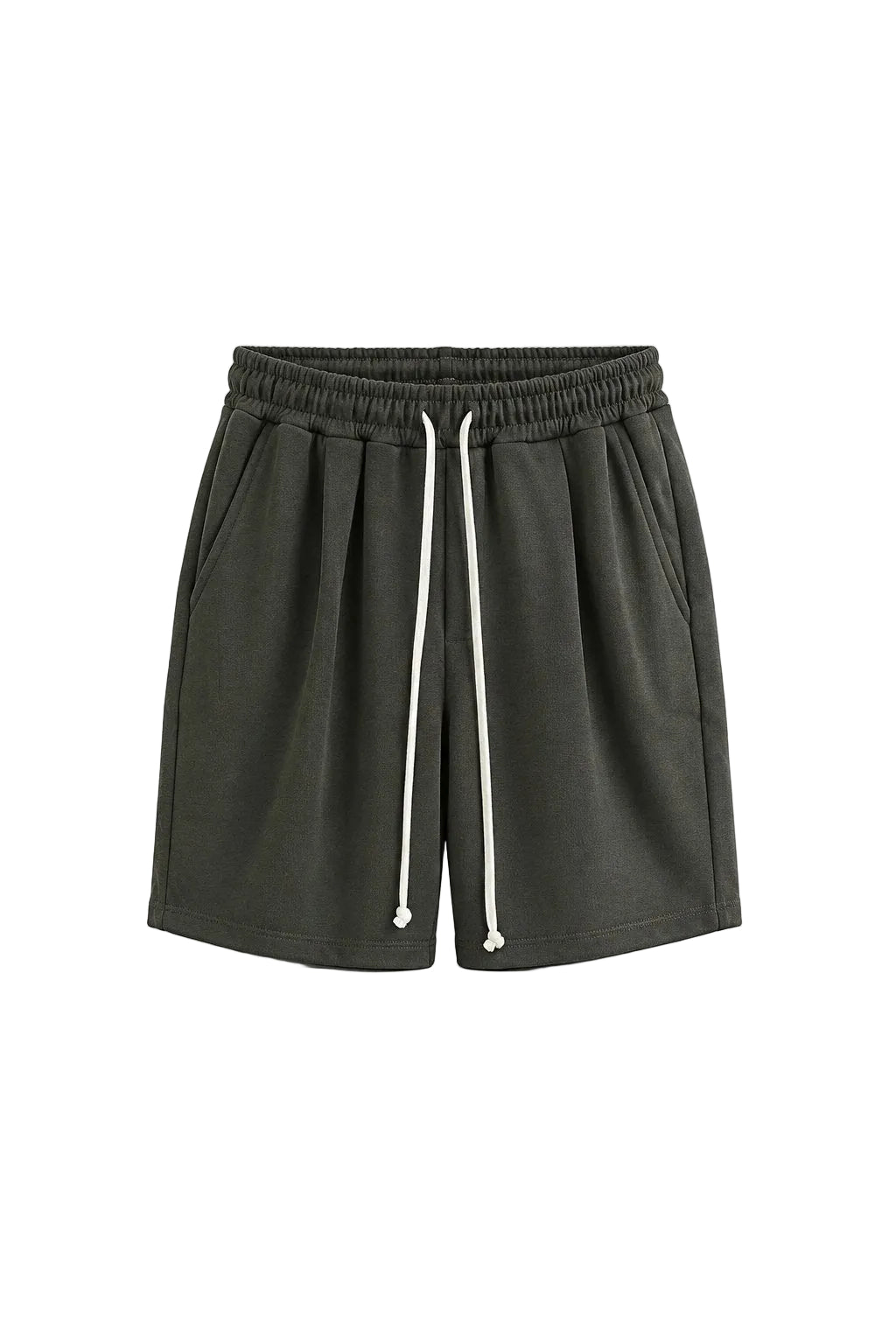 Pantaloni scurți pentru bărbați, culoare verde militar (kaki), model casual cu șnur lung în talie și material rezistent.