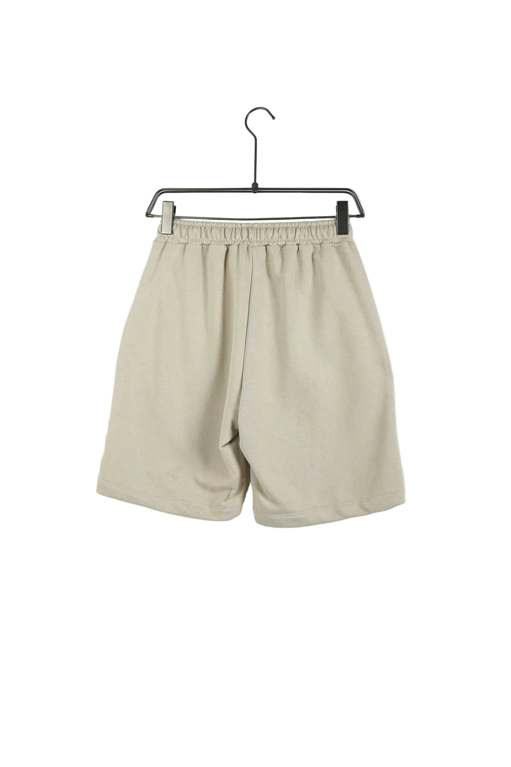 Pantaloni scurți bumbac unisex nuanță crem deschis, design minimalist cu șnur lung decorativ, potriviți pentru vară.