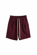 Pantaloni Scurți Bărbați Burgundy din Bumbac cu Șnur Lung - produs fashion bărbați Atelier AXD