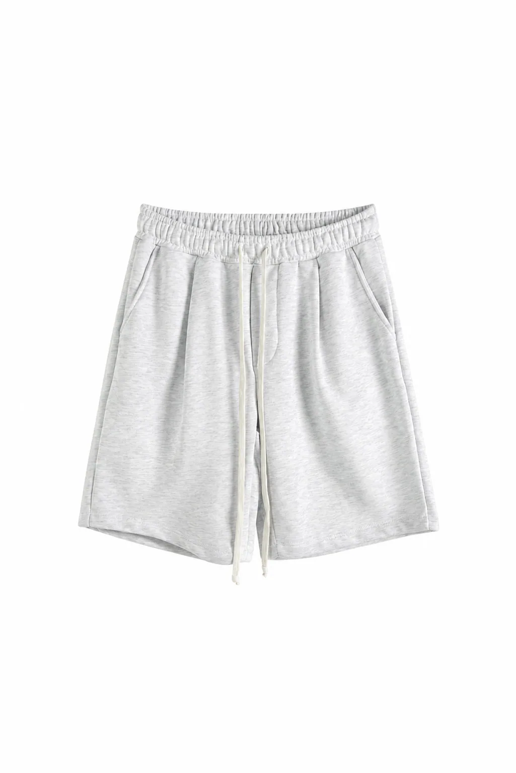 Pantaloni Scurți Bărbați Gri-Alb din Bumbac cu Șnur Lung - produs fashion bărbați Atelier AXD
