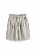 Pantaloni scurți bărbați gri deschis cu șnur lung ajustabil, vedere din față